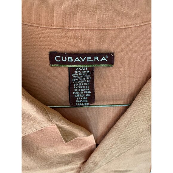 Cubavera Mens 2X/2XT Guayabera Shirt in ORANGEwith Embroidered Panels Short Slee - Picture 3 of 8